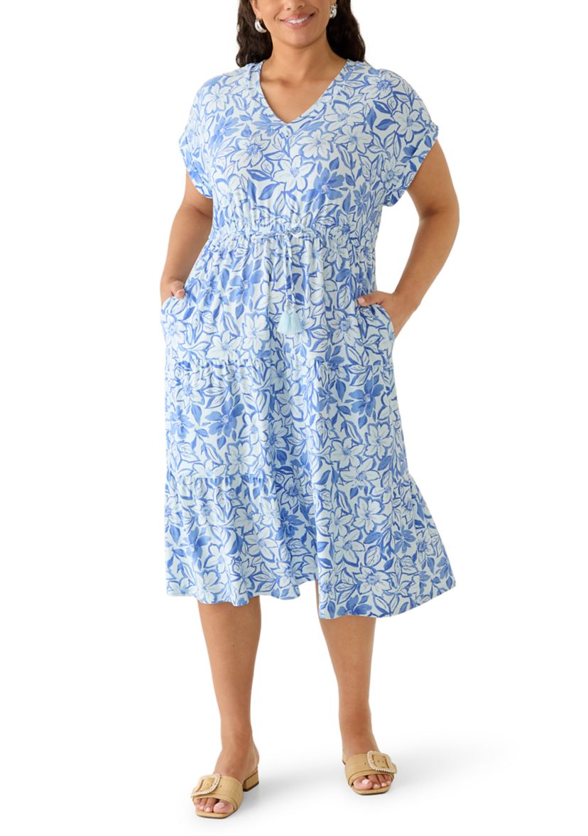 OLIVE + OAK Plus Size Short Sleeve Tie Waist Midi Knit Dress | Belk