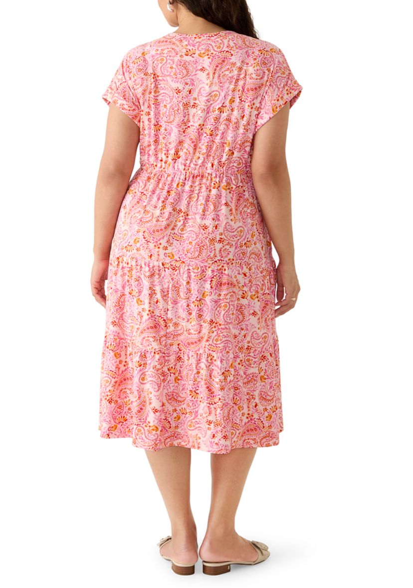 OLIVE + OAK Plus Size Short Sleeve Tie Waist Midi Knit Dress | Belk