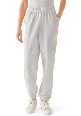 OLIVE + OAK Women's Heart Joggers, Grey, XL