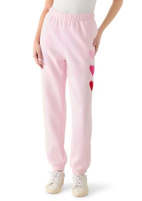 OLIVE + OAK Women's Heart Joggers, Pink, XL