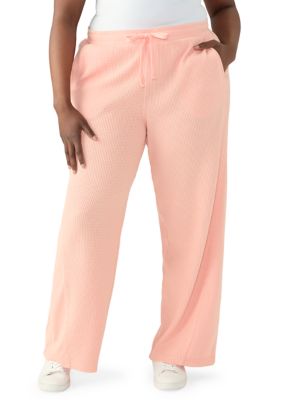OLIVE + OAK Women's Plus Size Wide Leg Waffle Pants, 1X