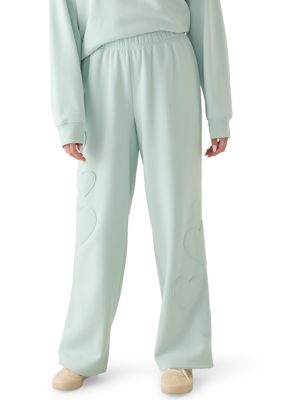 OLIVE + OAK Women's Wide Leg Sweatpants with Appliqué, Sage, XL