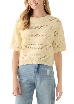 OLIVE + OAK Women's Scallop Edge Sweater, XL