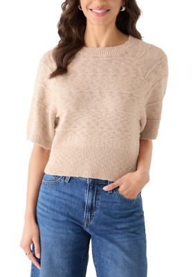 OLIVE + OAK Women's Crew Neck Raglan Sleeve Jersey Top, Sand, XL