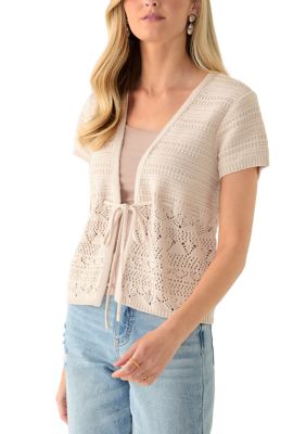 OLIVE + OAK Women's Short Sleeve Cinched Waist Cardigan, Small
