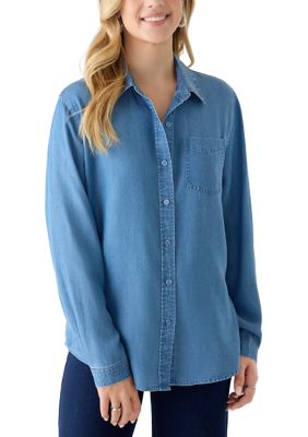 OLIVE + OAK Women's Woven Button Down Shirt, XL