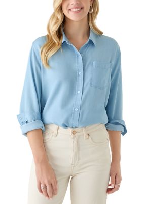 OLIVE + OAK Women's Woven Button Down Shirt, XL