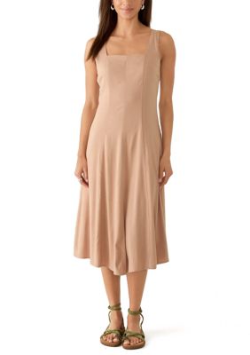 OLIVE + OAK Women's A-Line Midi Dress, Tan, Large