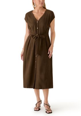 OLIVE + OAK Women's Button Down Midi Shirtdress
