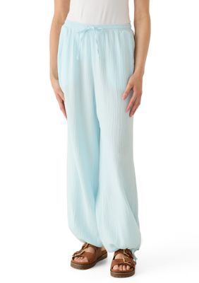OLIVE + OAK Women's Barrel Leg Gauze Pants, Blue, XL