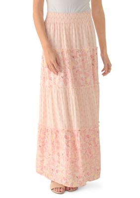 OLIVE + OAK Women's 3 Tier Ruffle Midi Skirt, XL