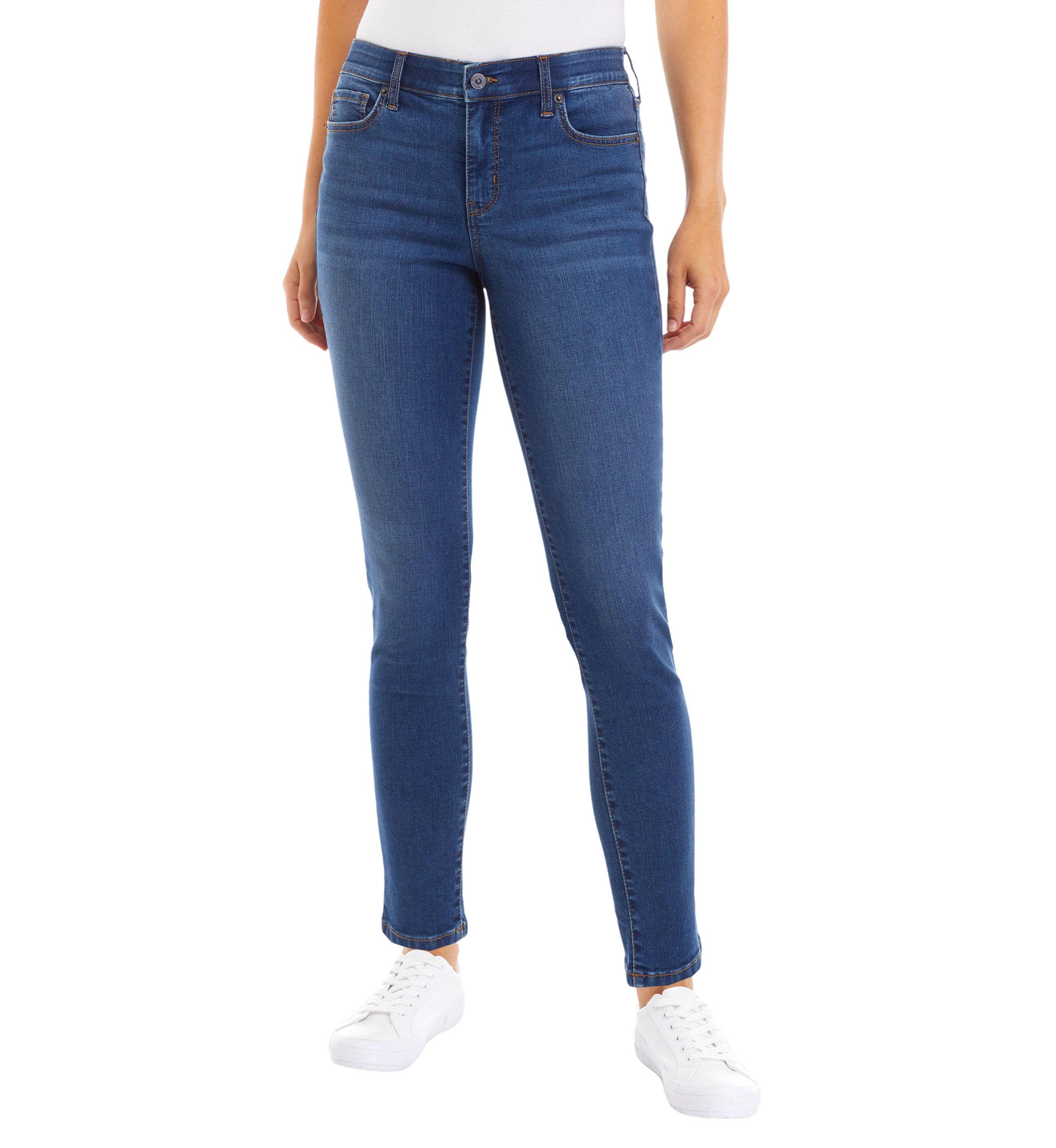 Womens Mid Rise Skinny Jeans