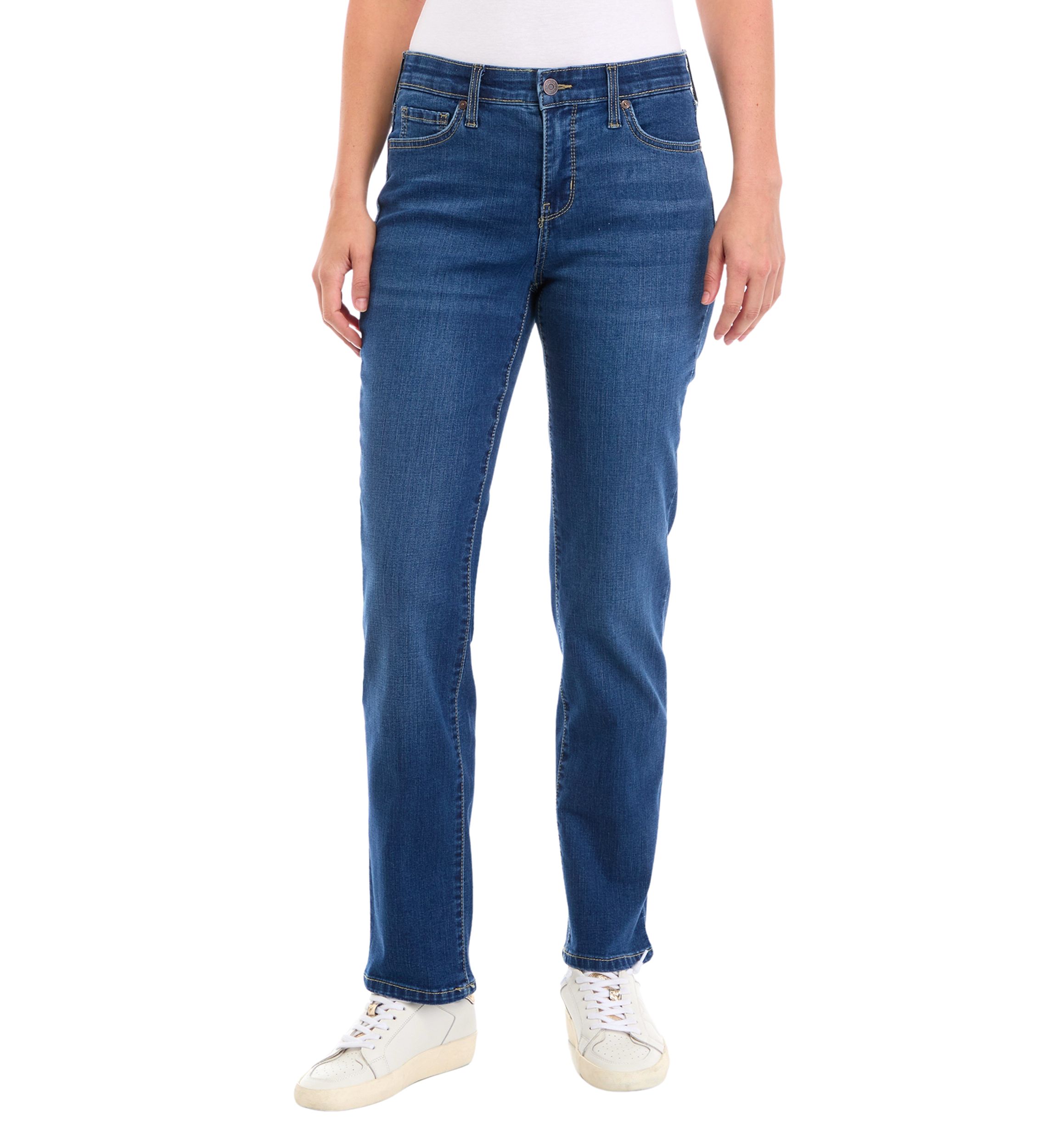 Womens Mid Rise Straight Jeans 