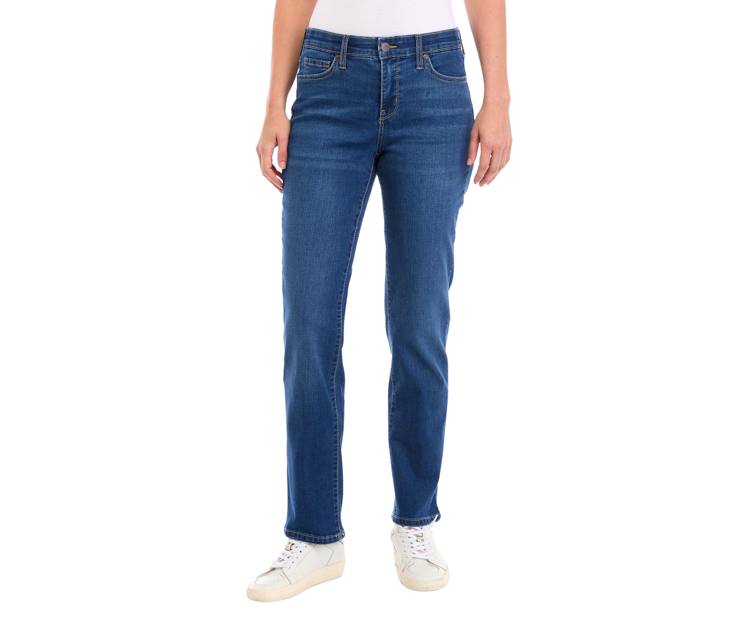 Womens Mid Rise Straight Jeans 