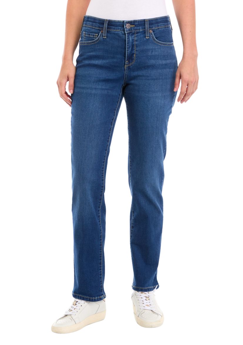 Womens Mid Rise Straight Jeans 