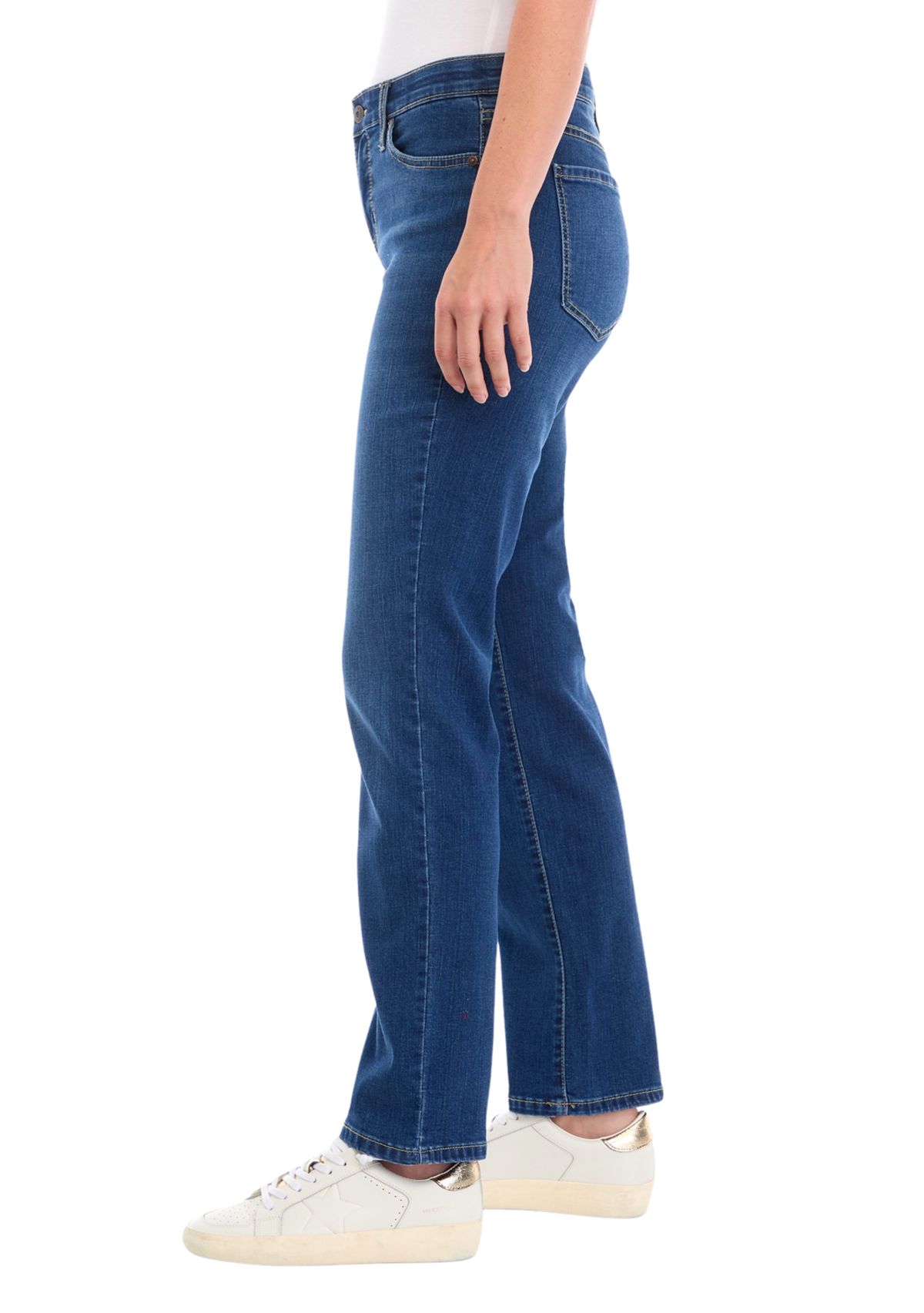 Womens Mid Rise Straight Jeans 