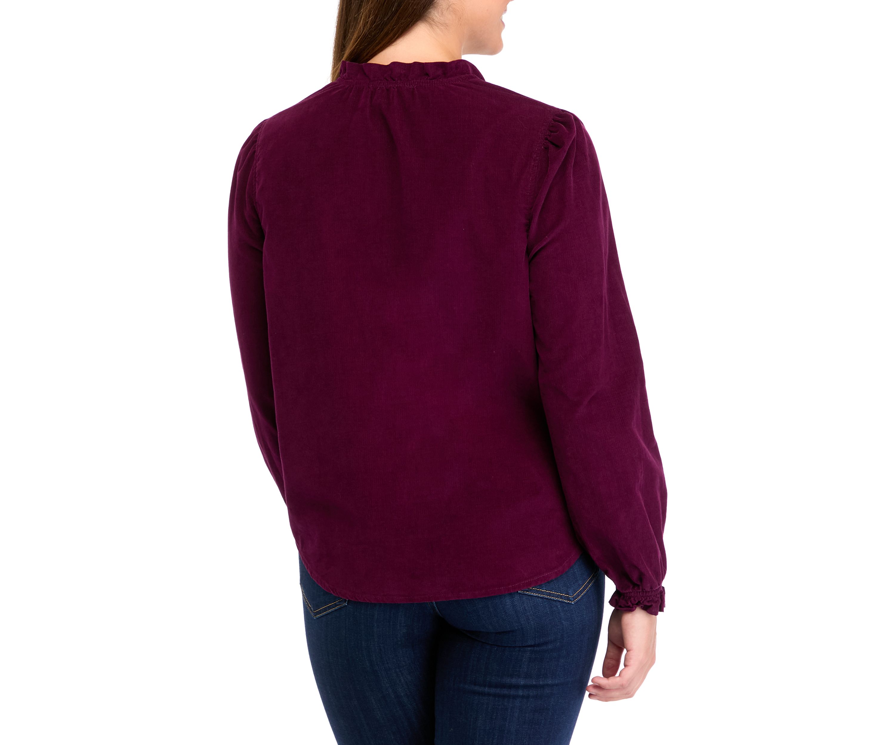 Womens Long Sleeve Corduroy Button Down Top