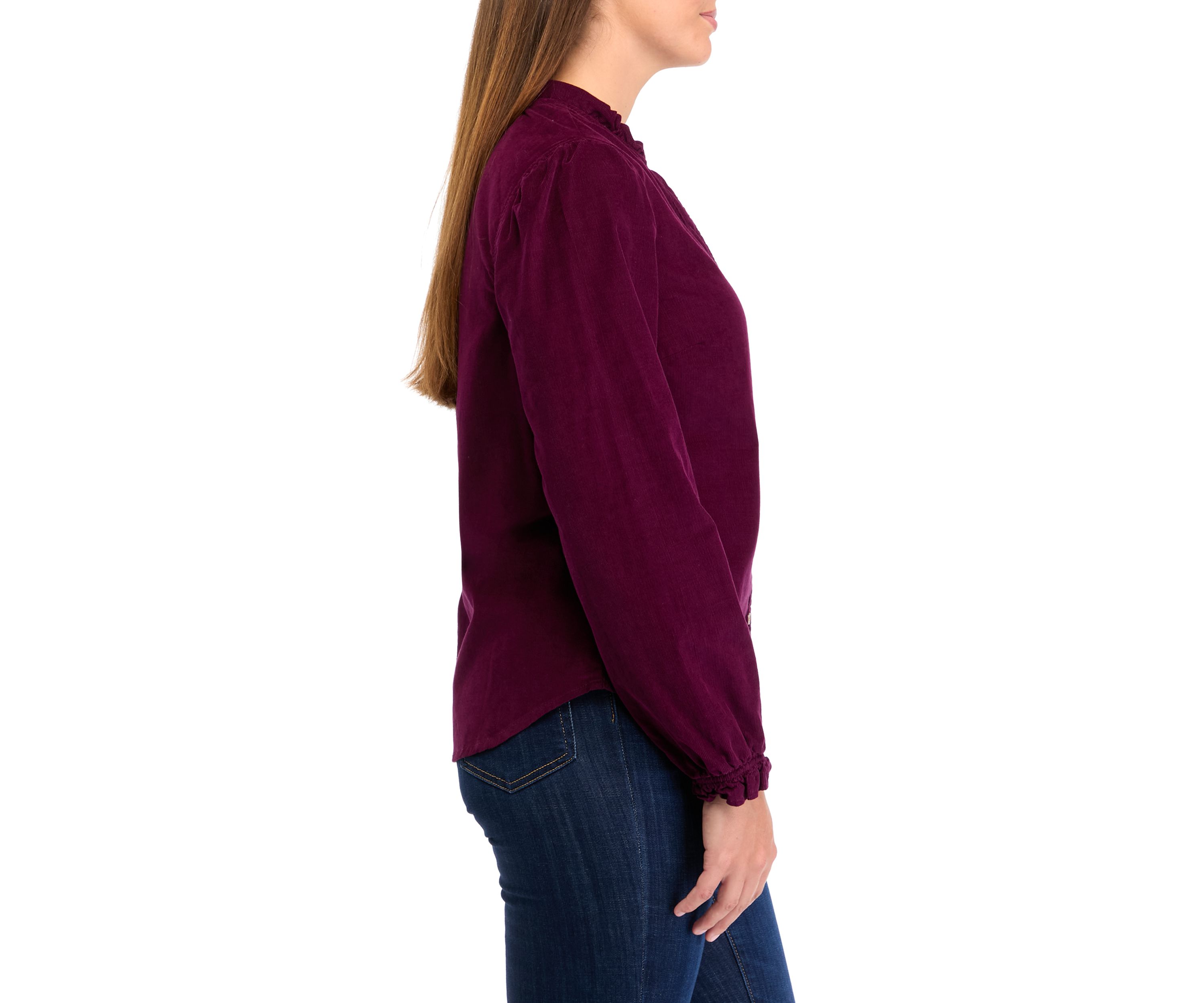 Womens Long Sleeve Corduroy Button Down Top