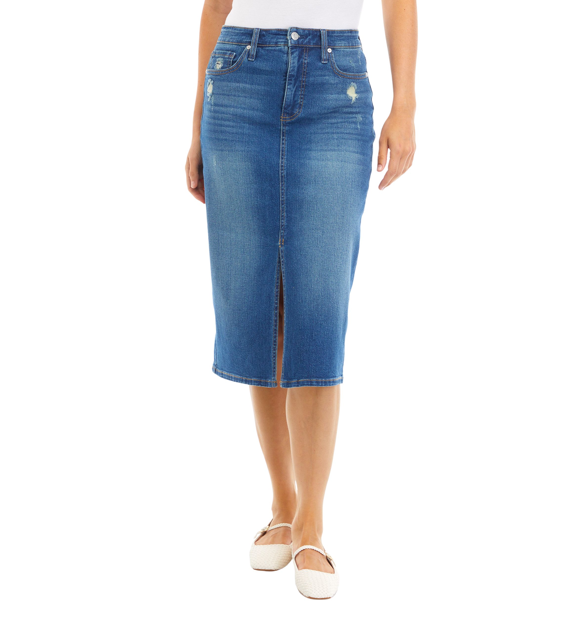 Womens Split Front Midi Skirt