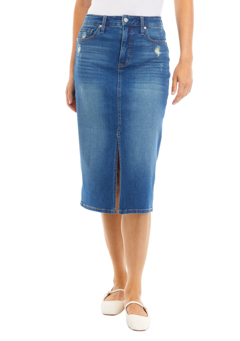 Womens Split Front Midi Skirt