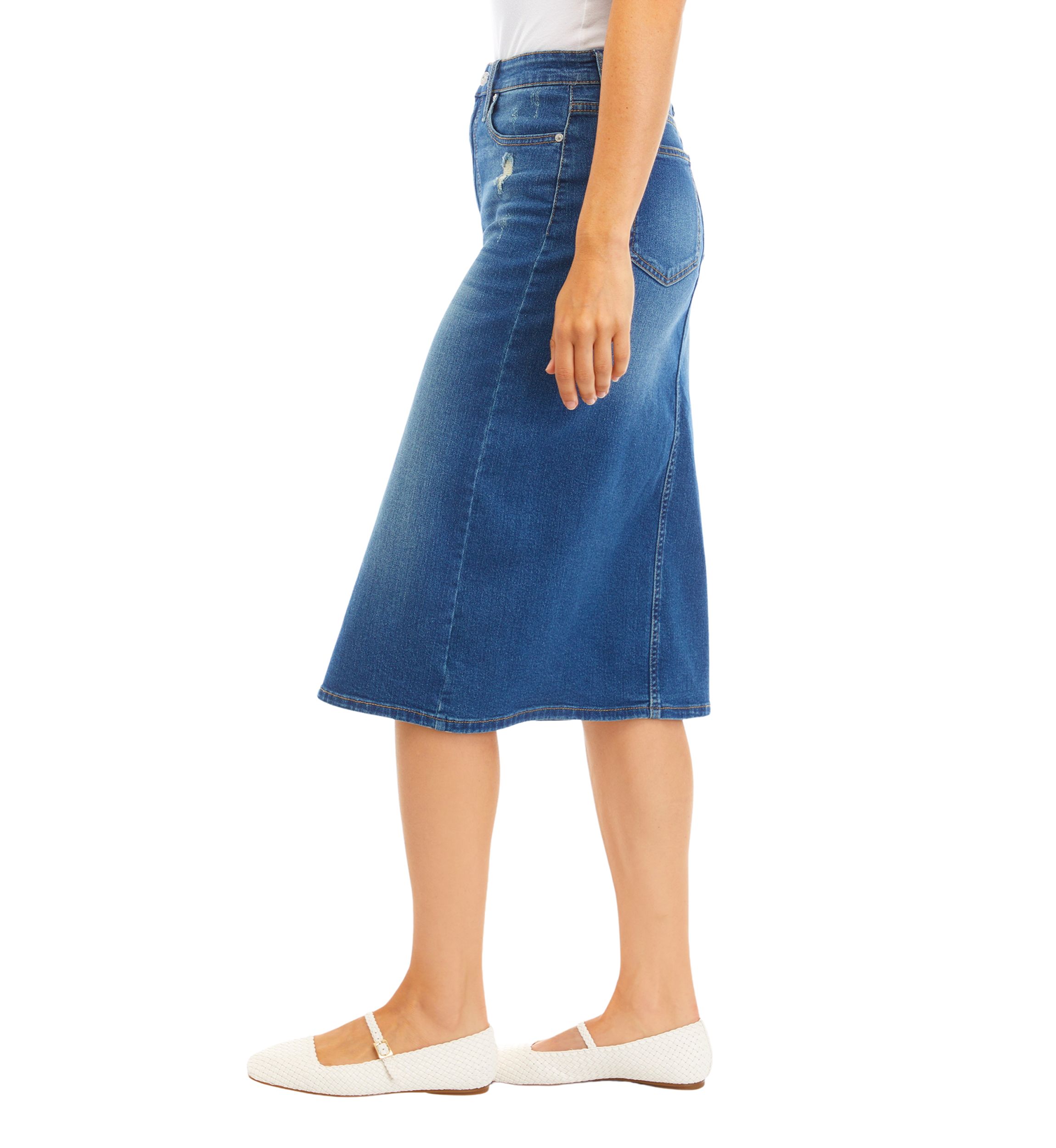 Womens Split Front Midi Skirt