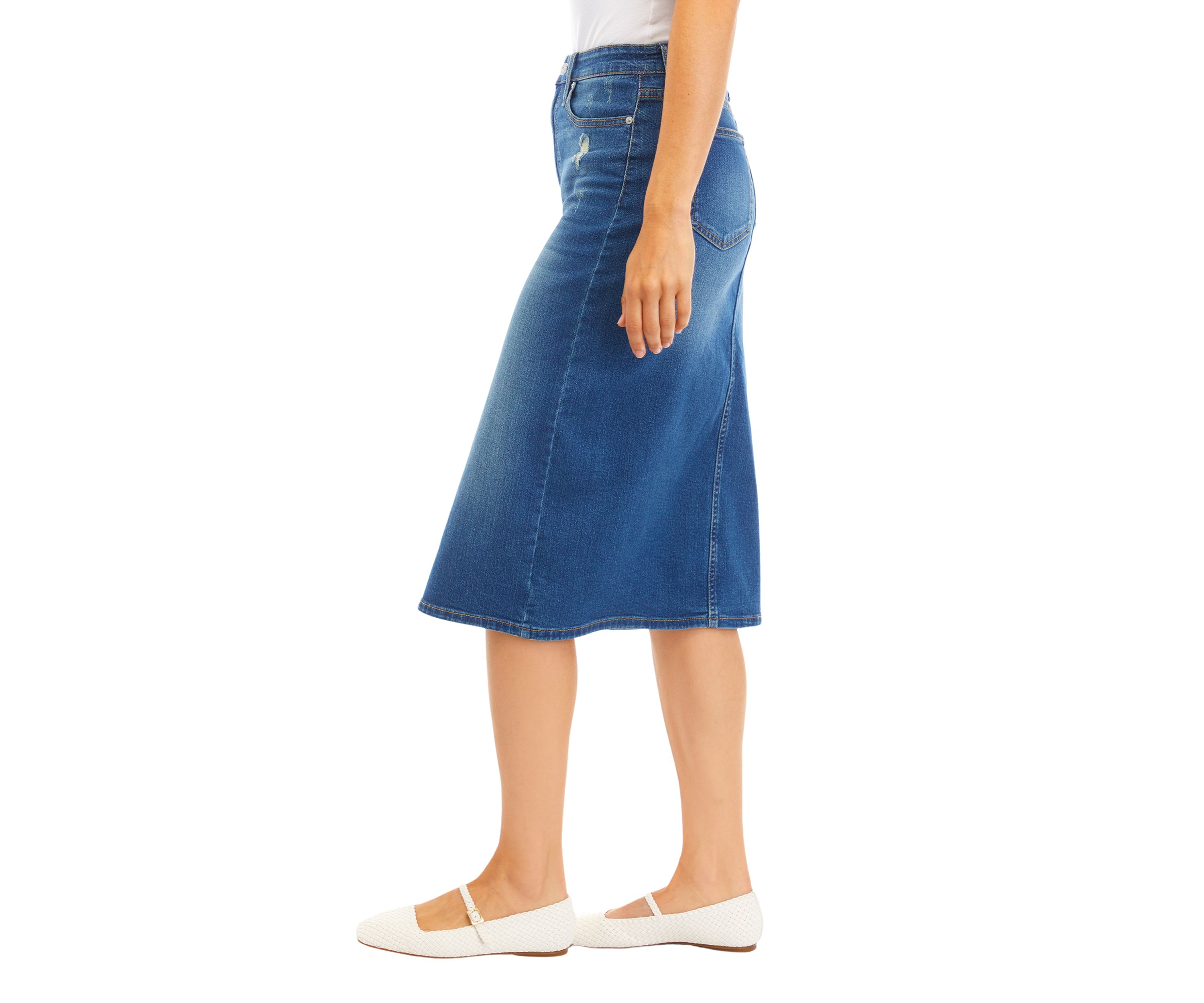 Womens Split Front Midi Skirt