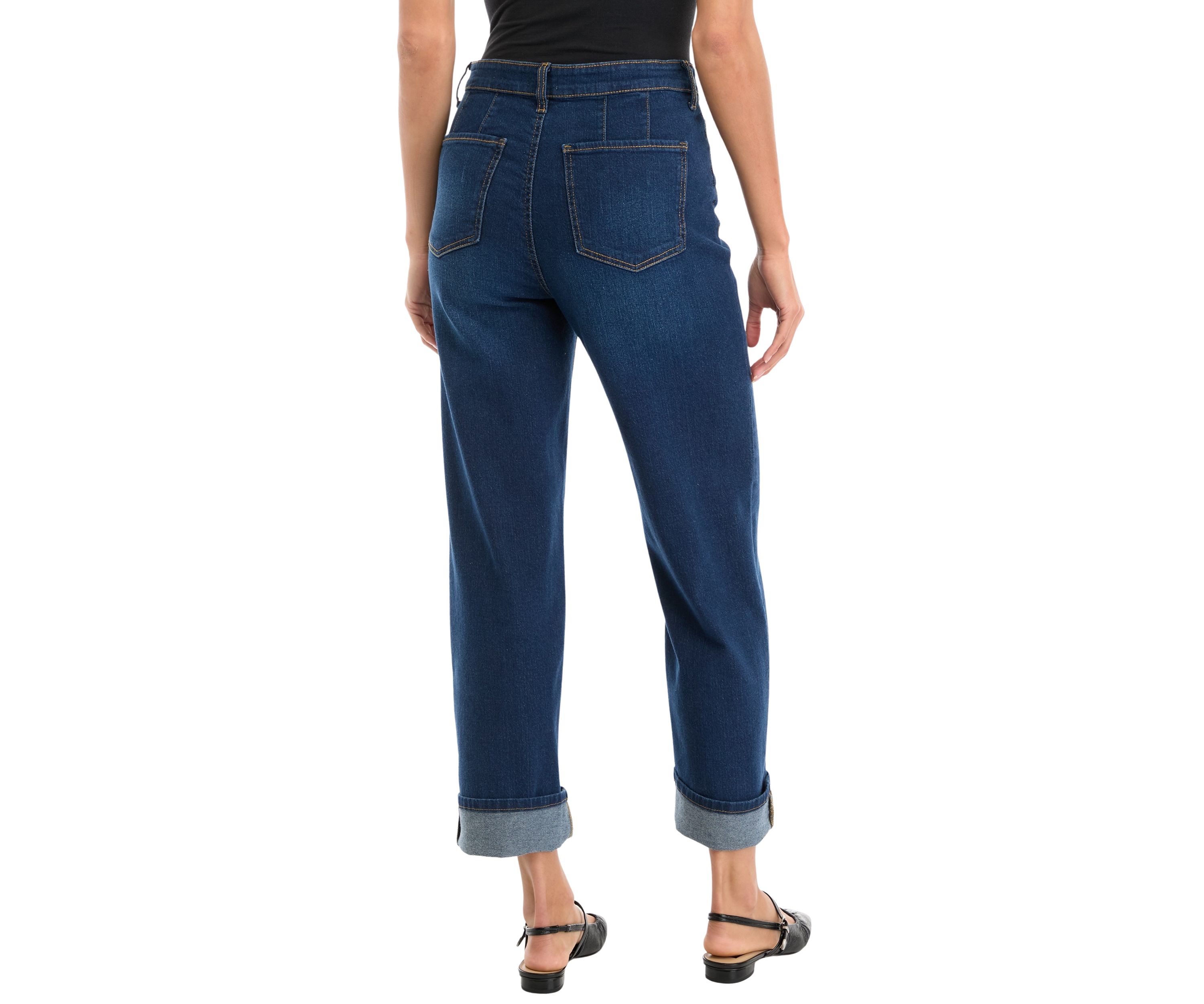 Womens High Rise Cropped Cuff Jeans