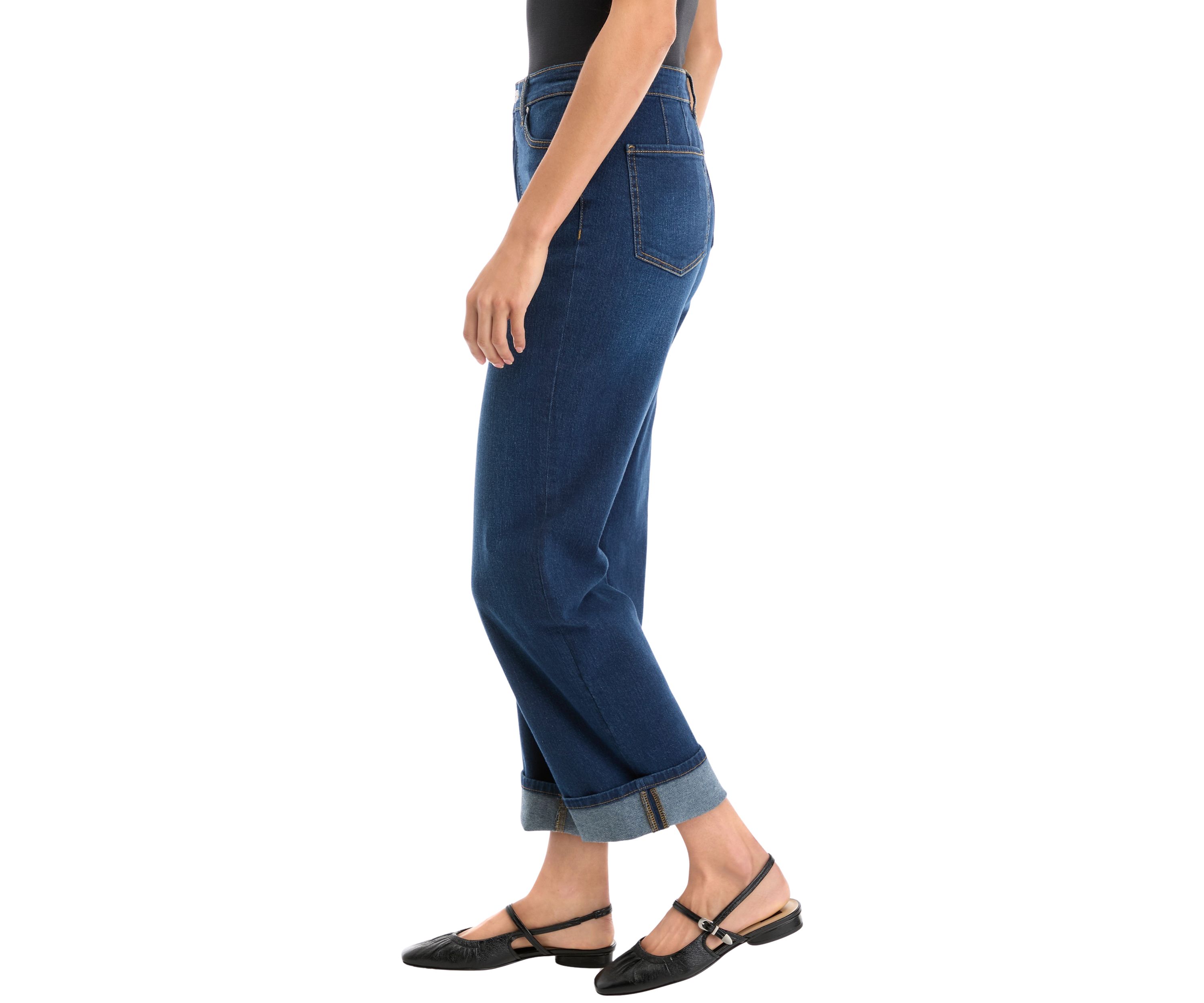 Womens High Rise Cropped Cuff Jeans