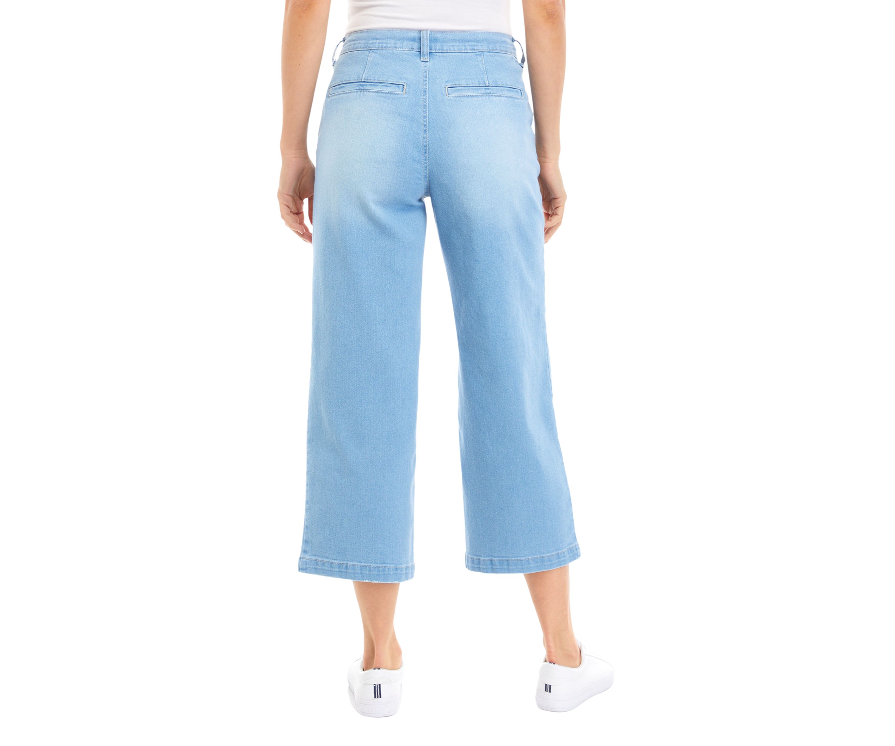  Womens Wide Leg Cropped Pants with Rope Belt 