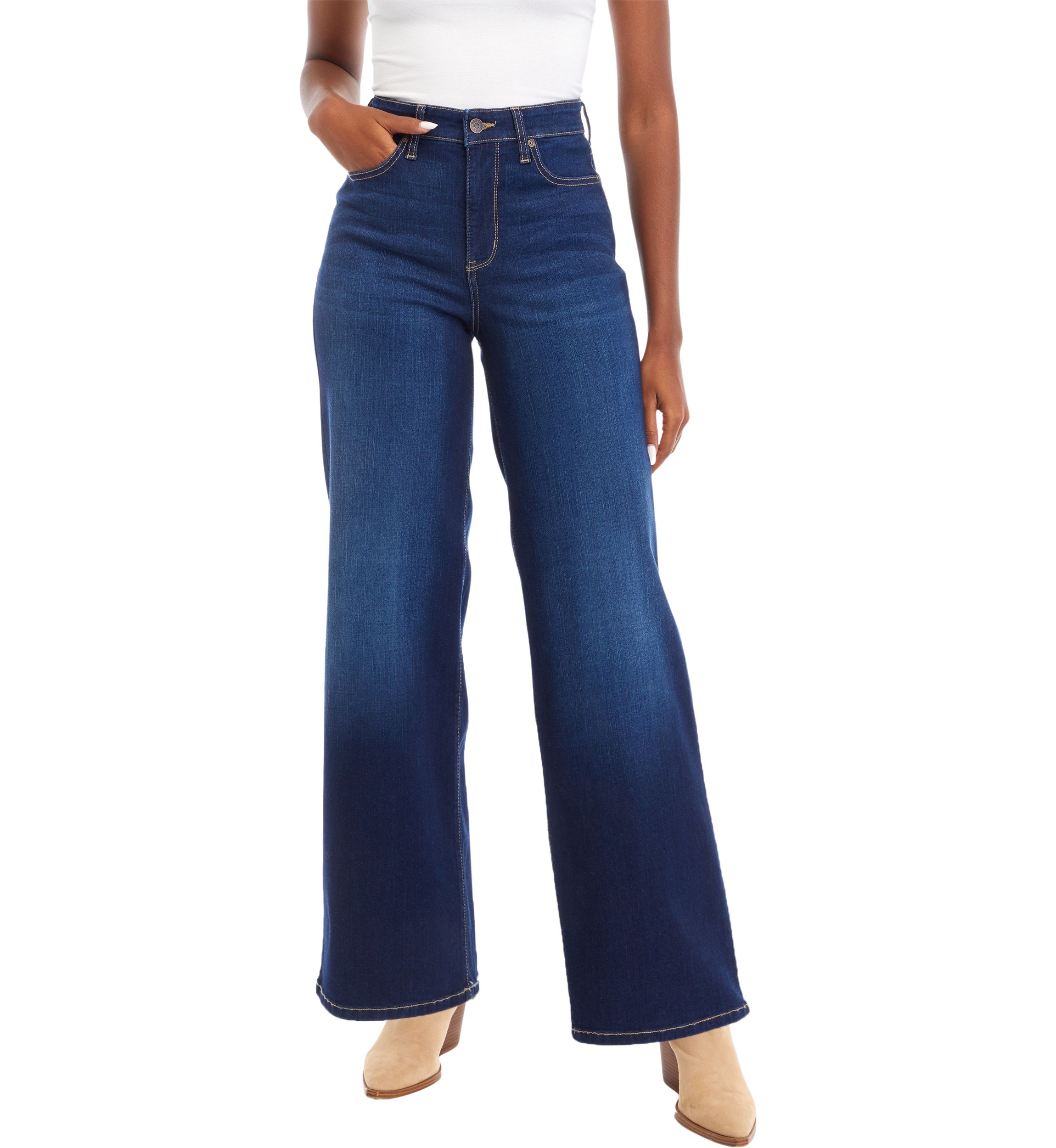 Womens High Rise Wide Leg Jeans