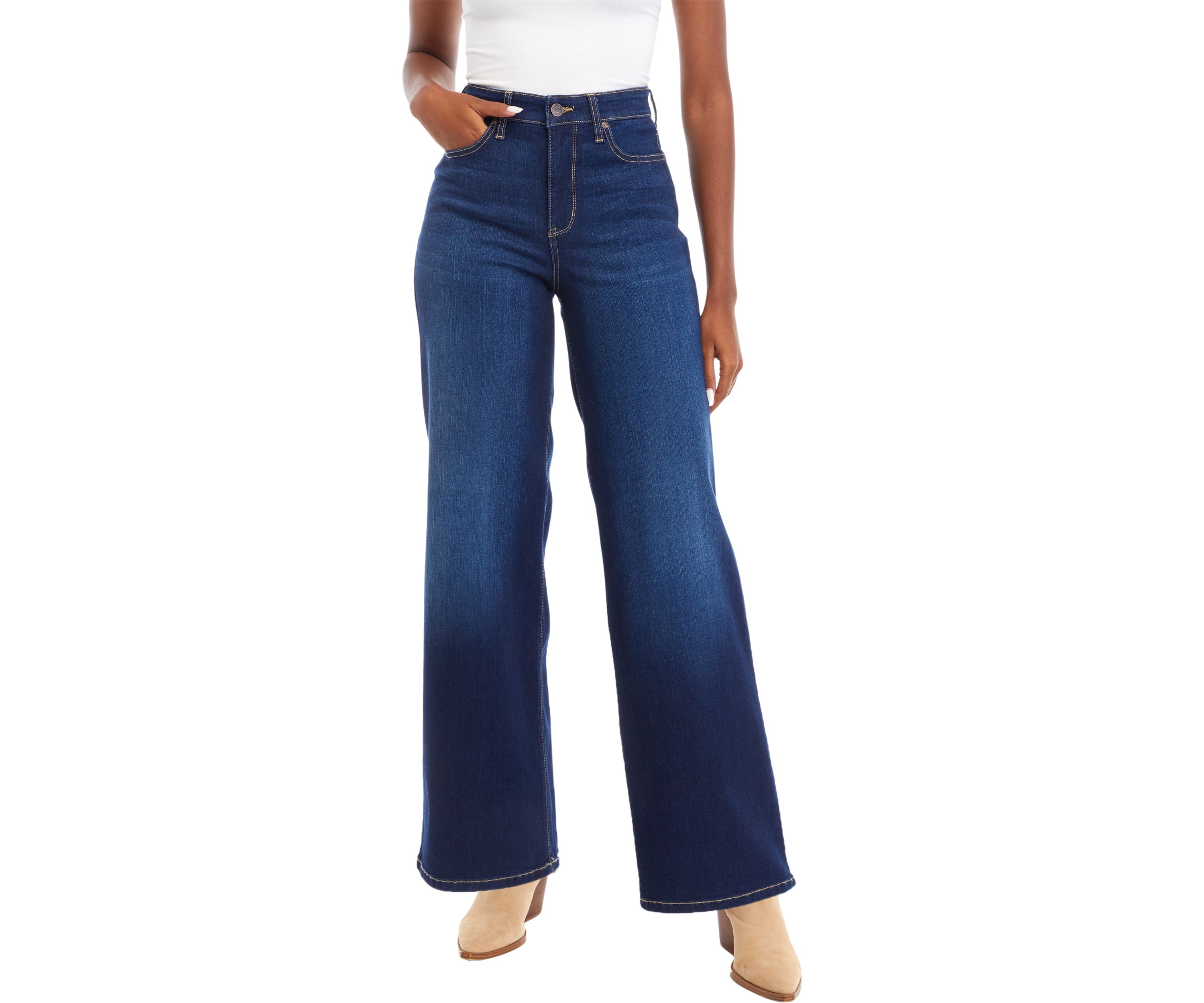 Womens High Rise Wide Leg Jeans