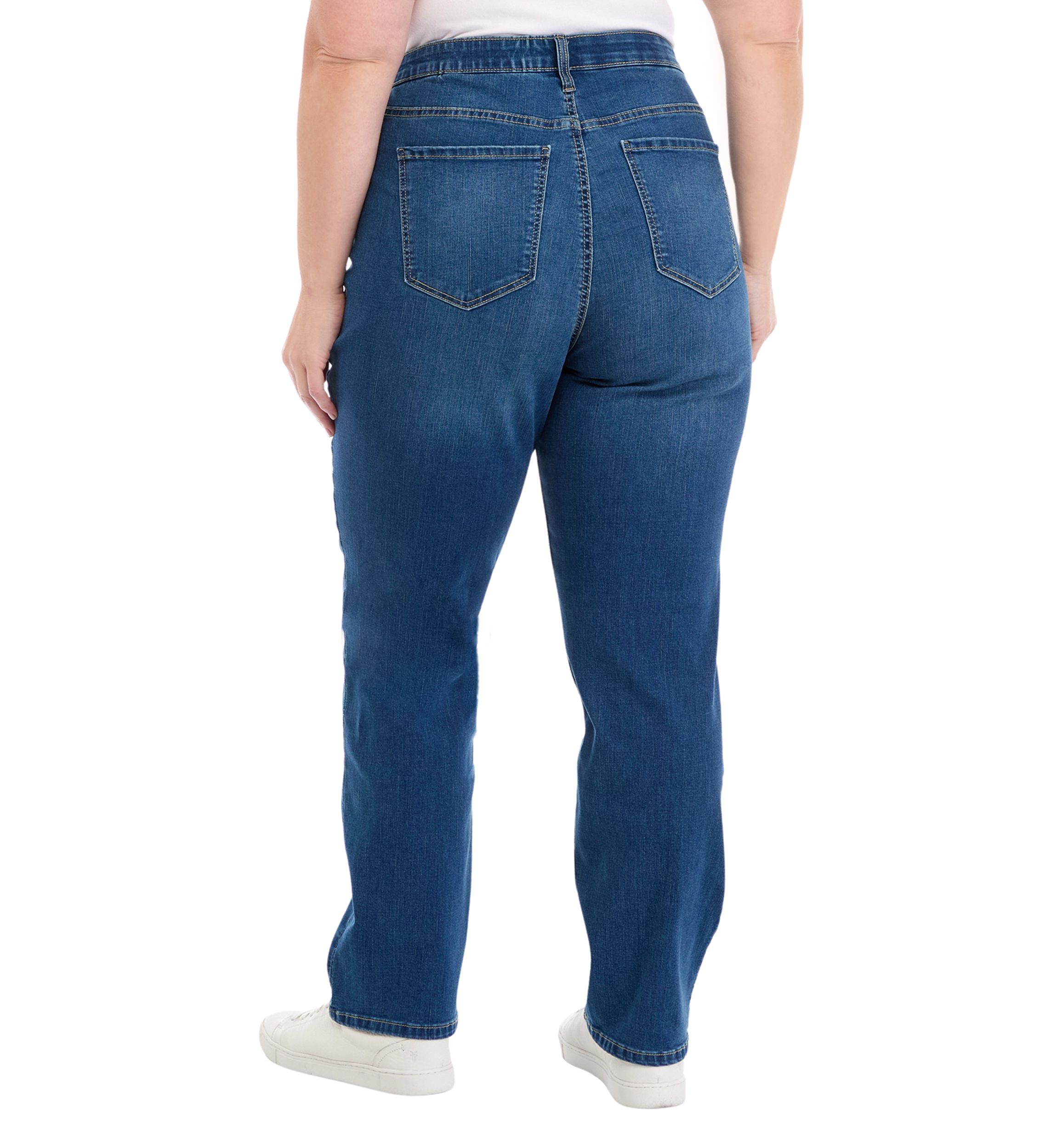 Plus Size Mid Rise Straight Stretch Jeans