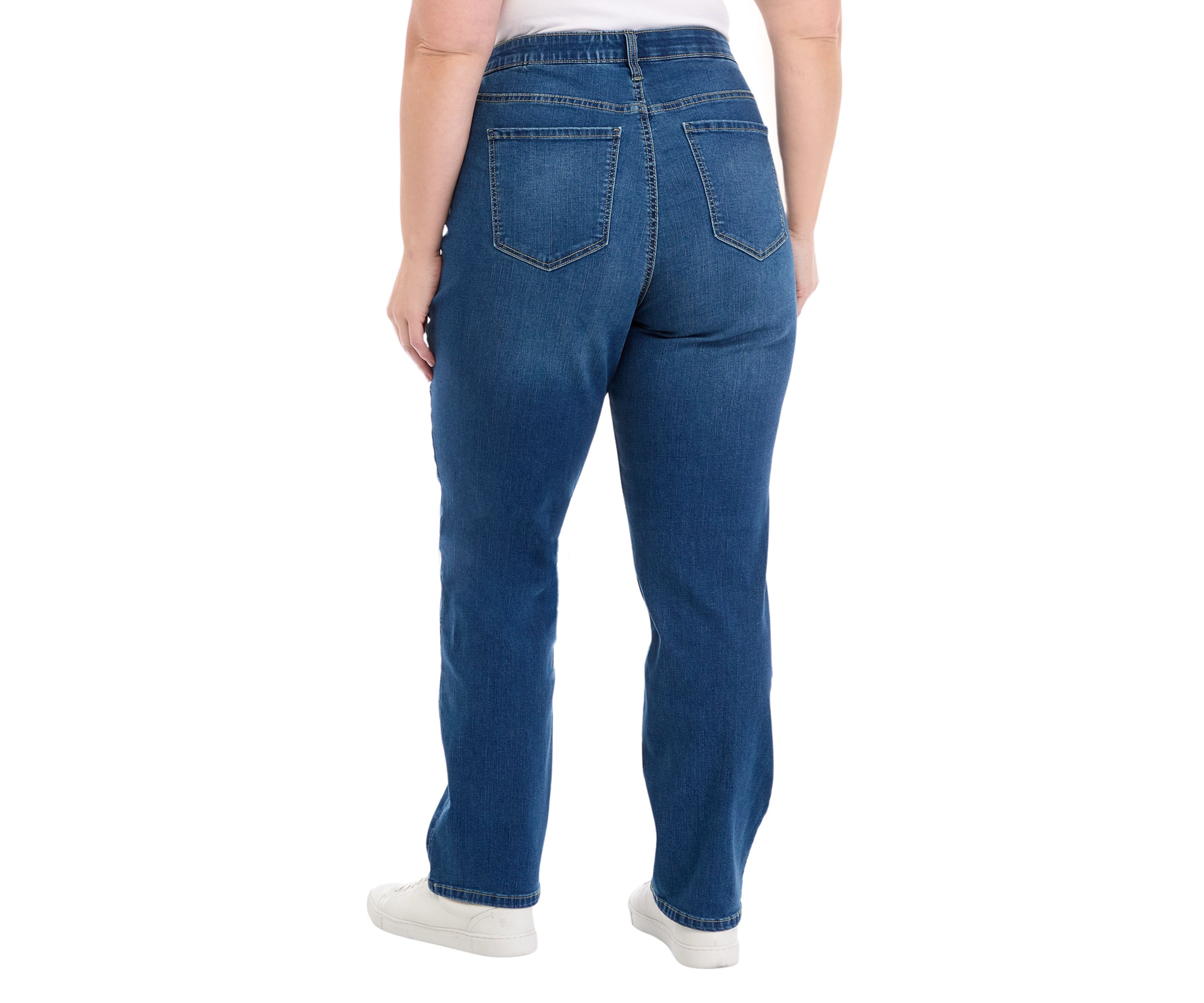 Plus Size Mid Rise Straight Stretch Jeans