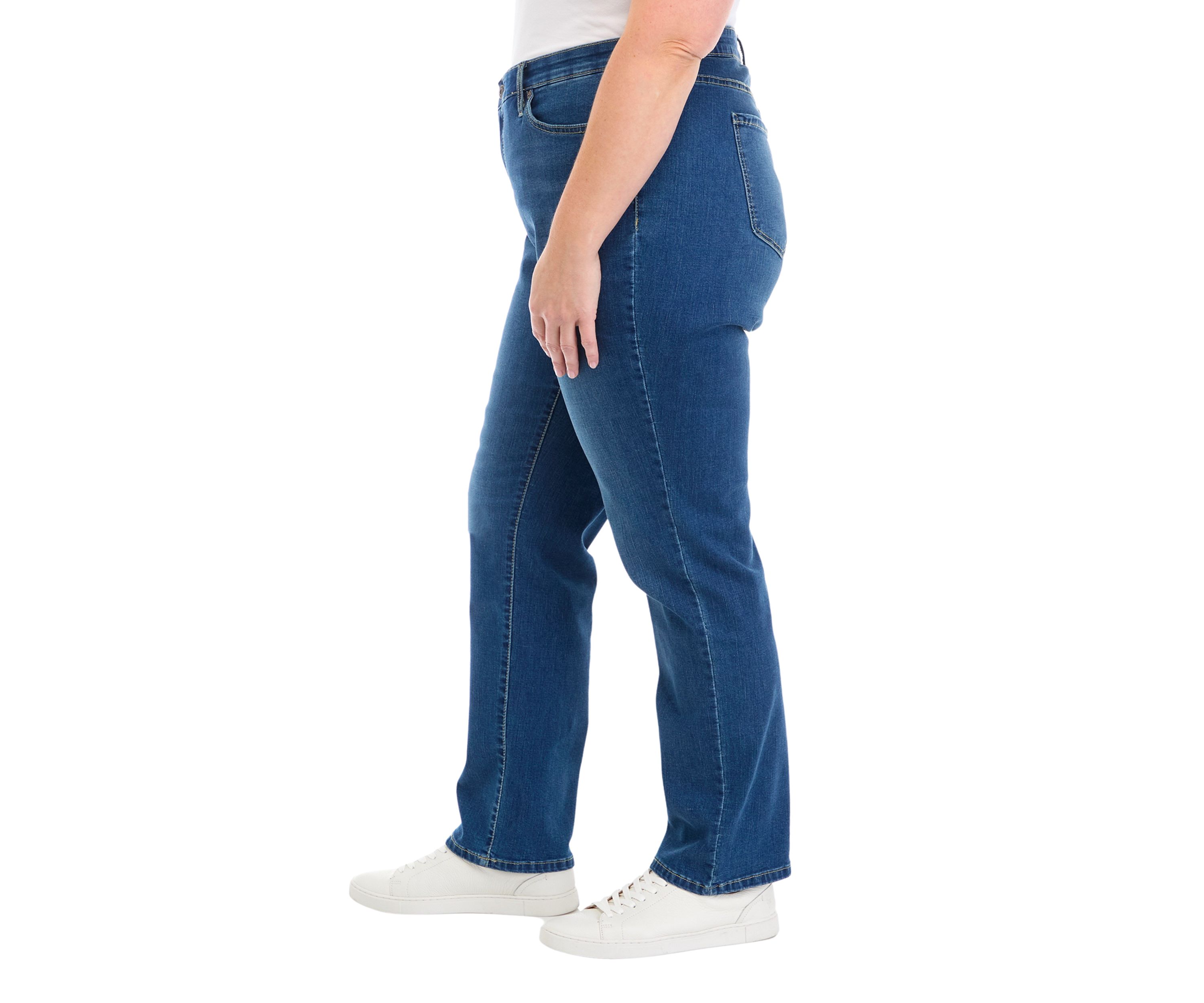 Plus Size Mid Rise Straight Stretch Jeans