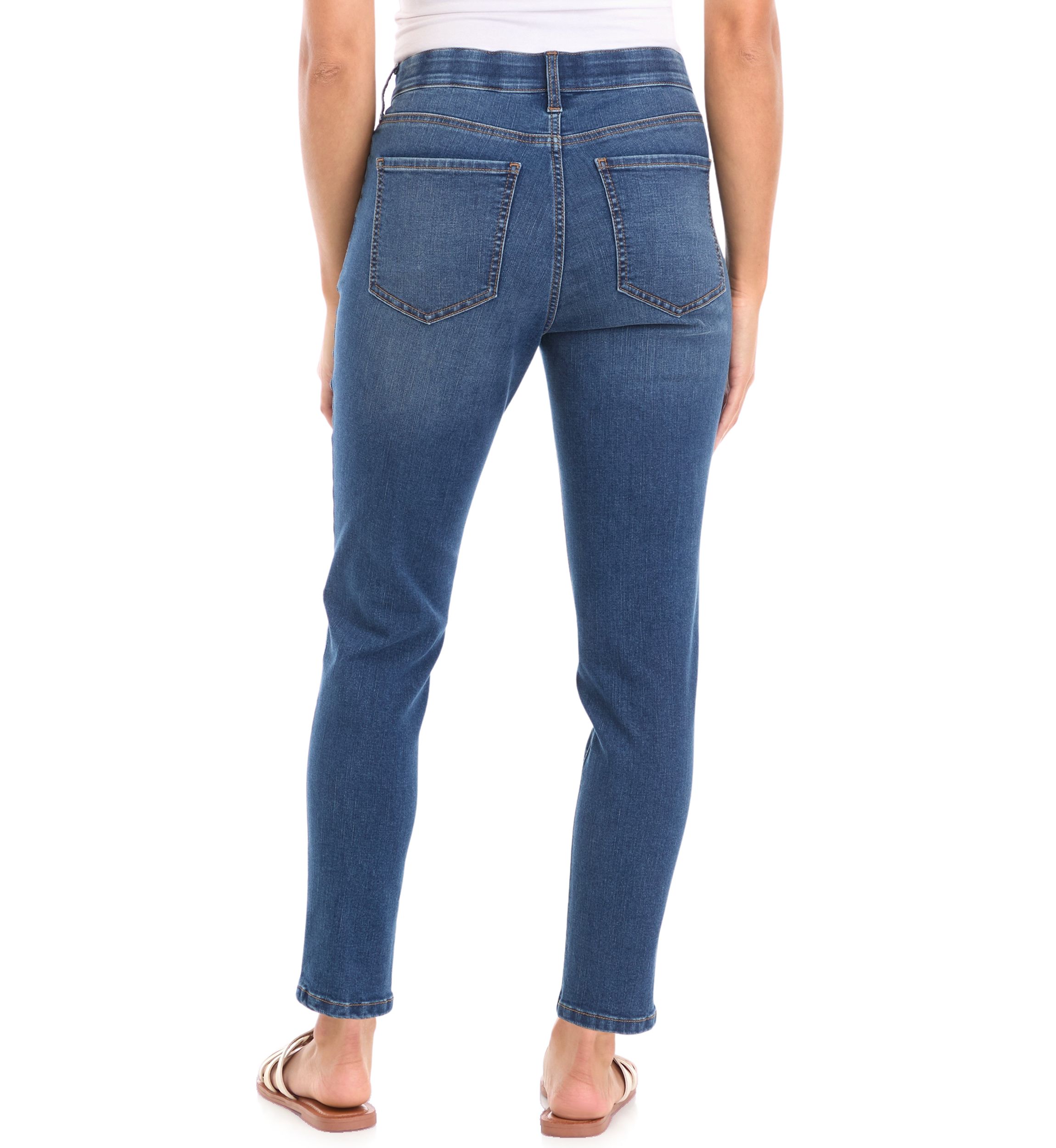 Petite 5 Pocket Mid Rise Skinny Stretch Jeans