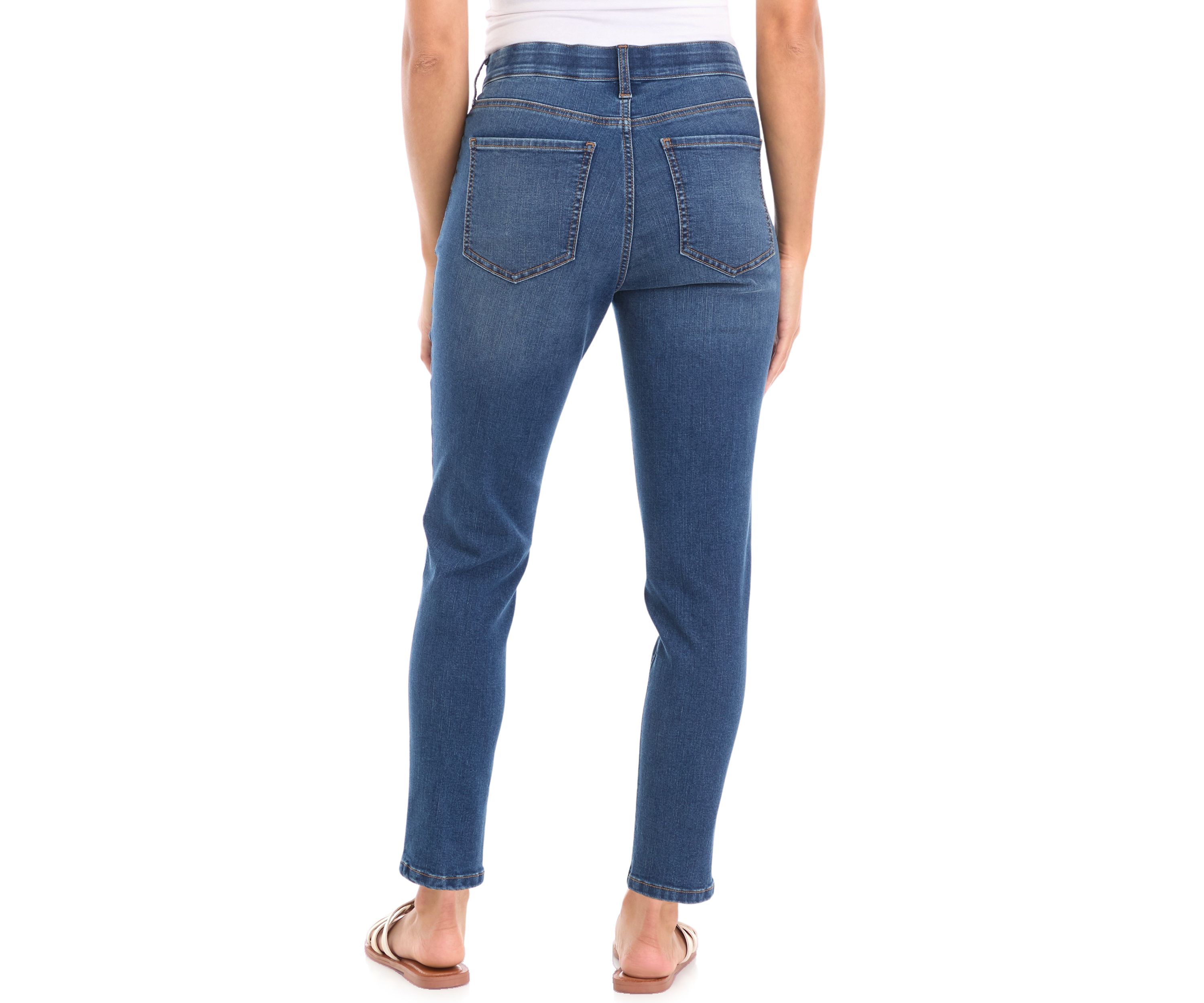 Petite 5 Pocket Mid Rise Skinny Stretch Jeans