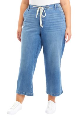 Wonderly Plus Size Wide Leg Rope Belt Pants | belk