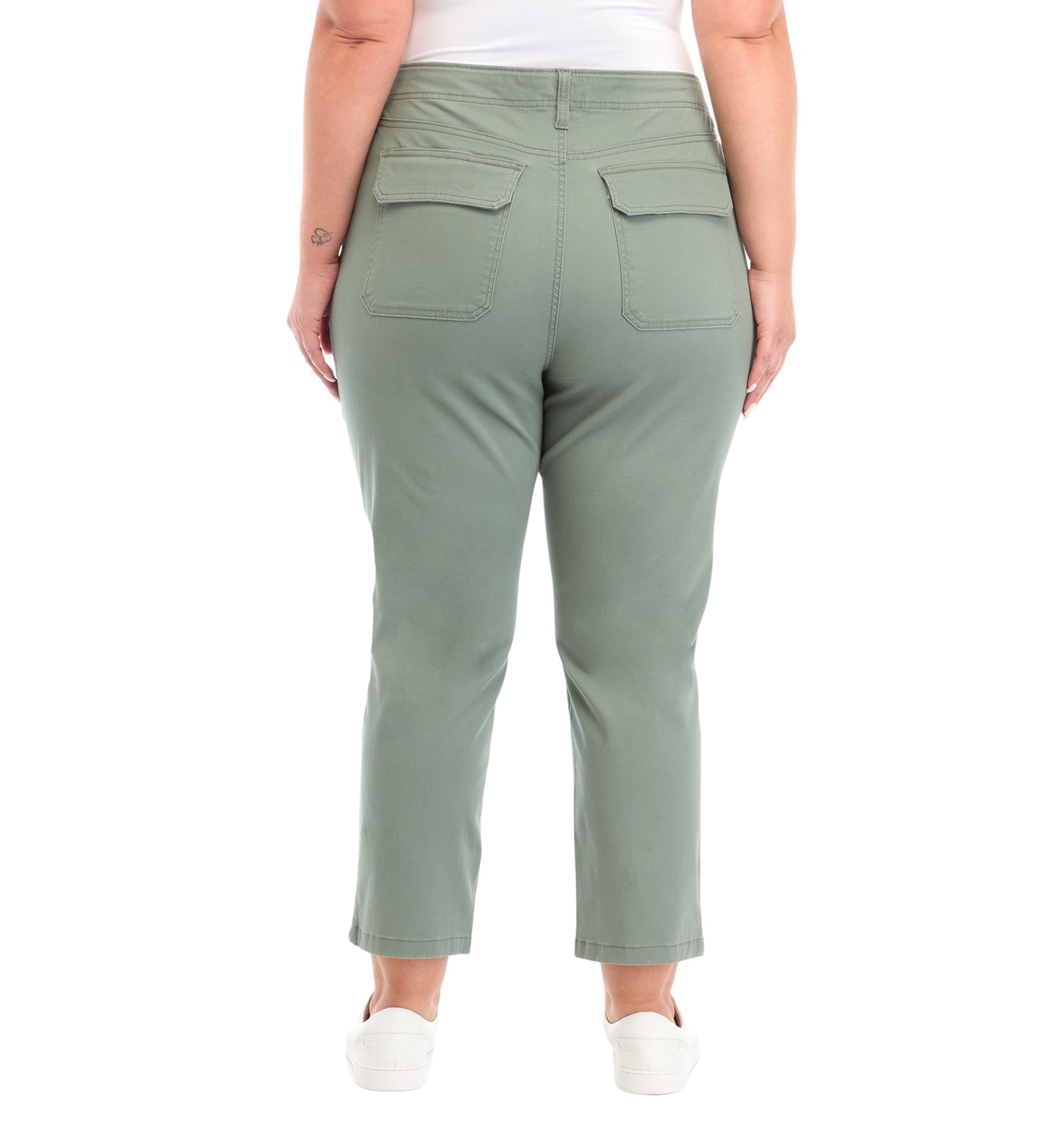 Plus Size High Rise Slim Straight Utility Pants