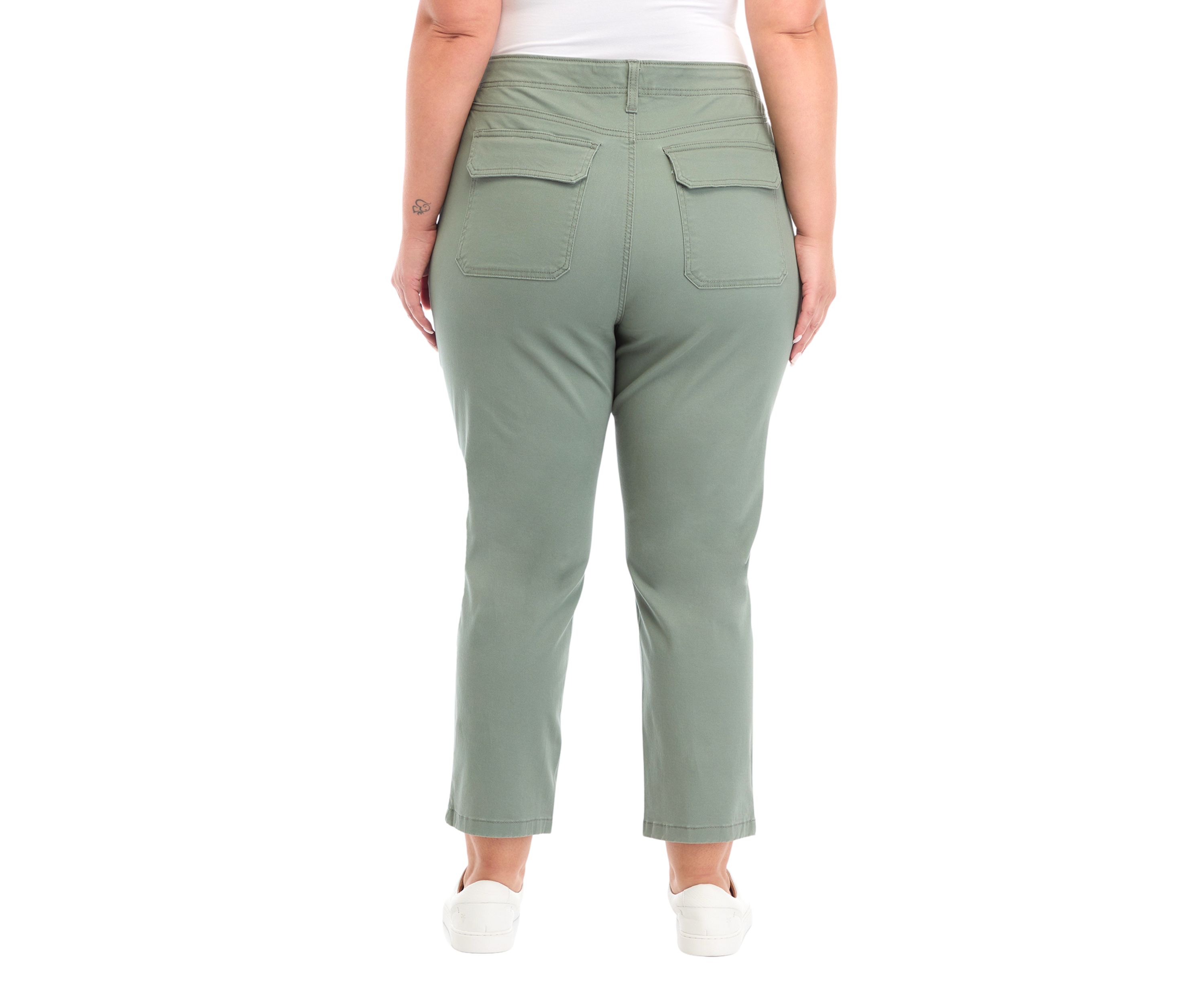 Plus Size High Rise Slim Straight Utility Pants