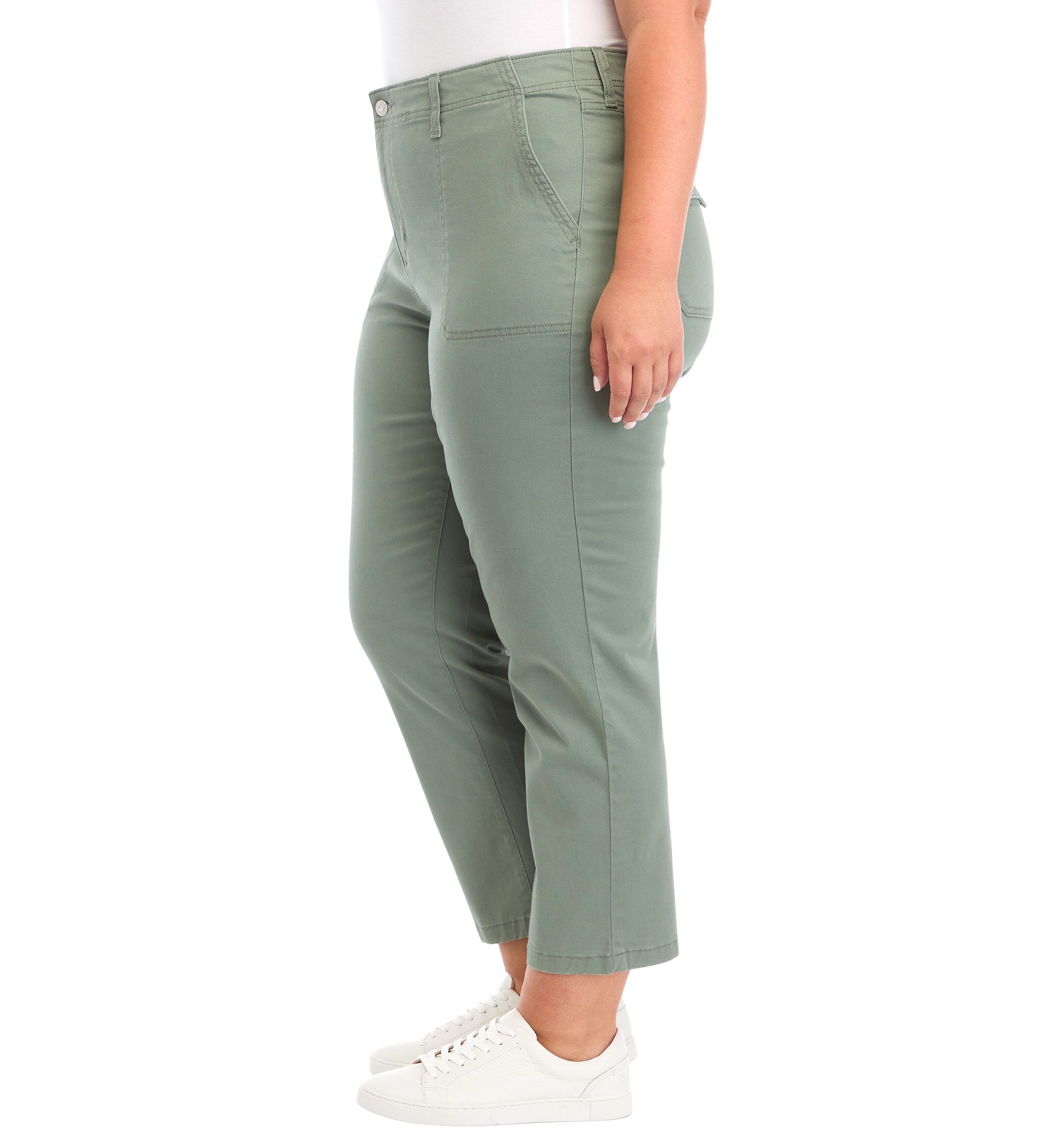Plus Size High Rise Slim Straight Utility Pants