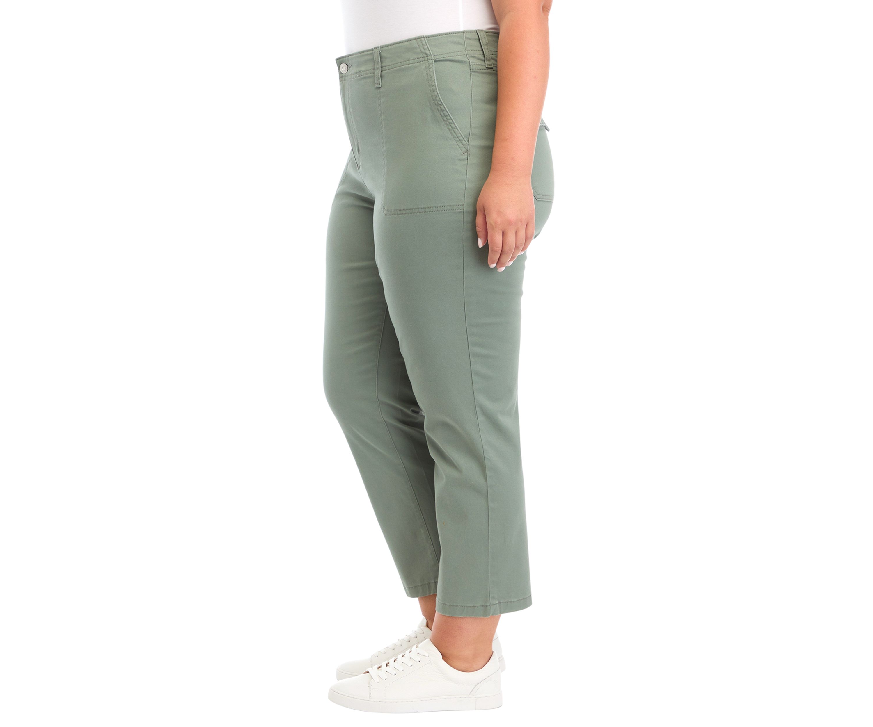 Plus Size High Rise Slim Straight Utility Pants