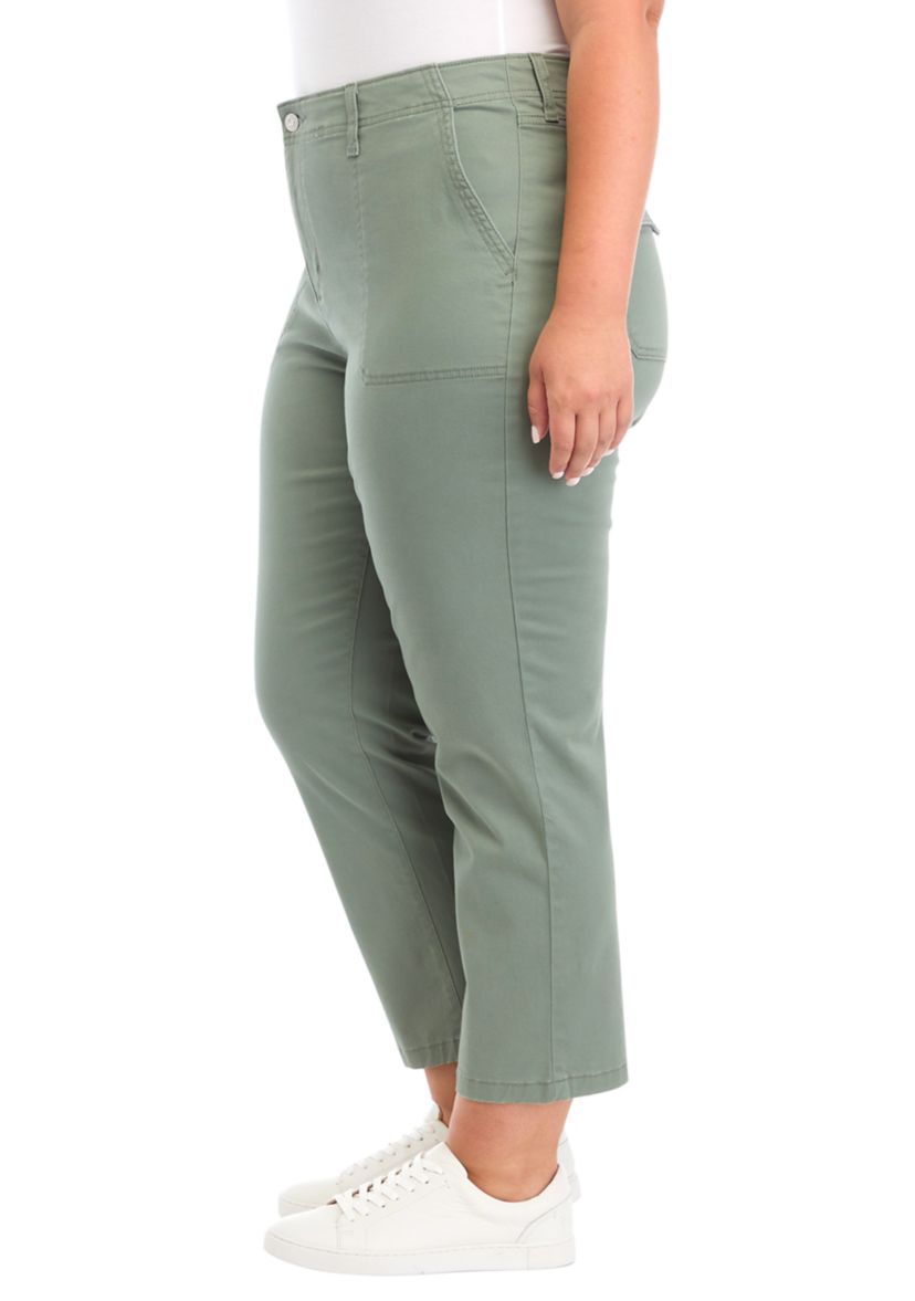 Plus Size High Rise Slim Straight Utility Pants