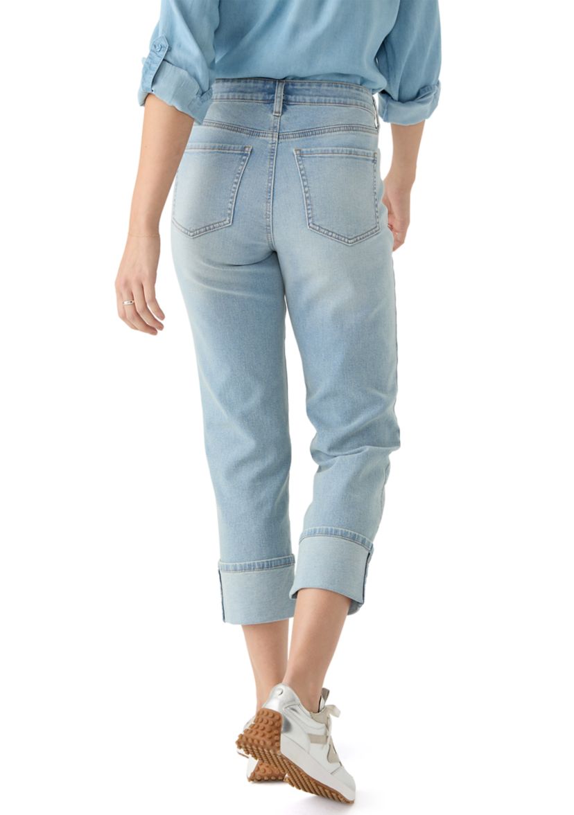 Womens High Rise Wide Cuff Straight Jeans