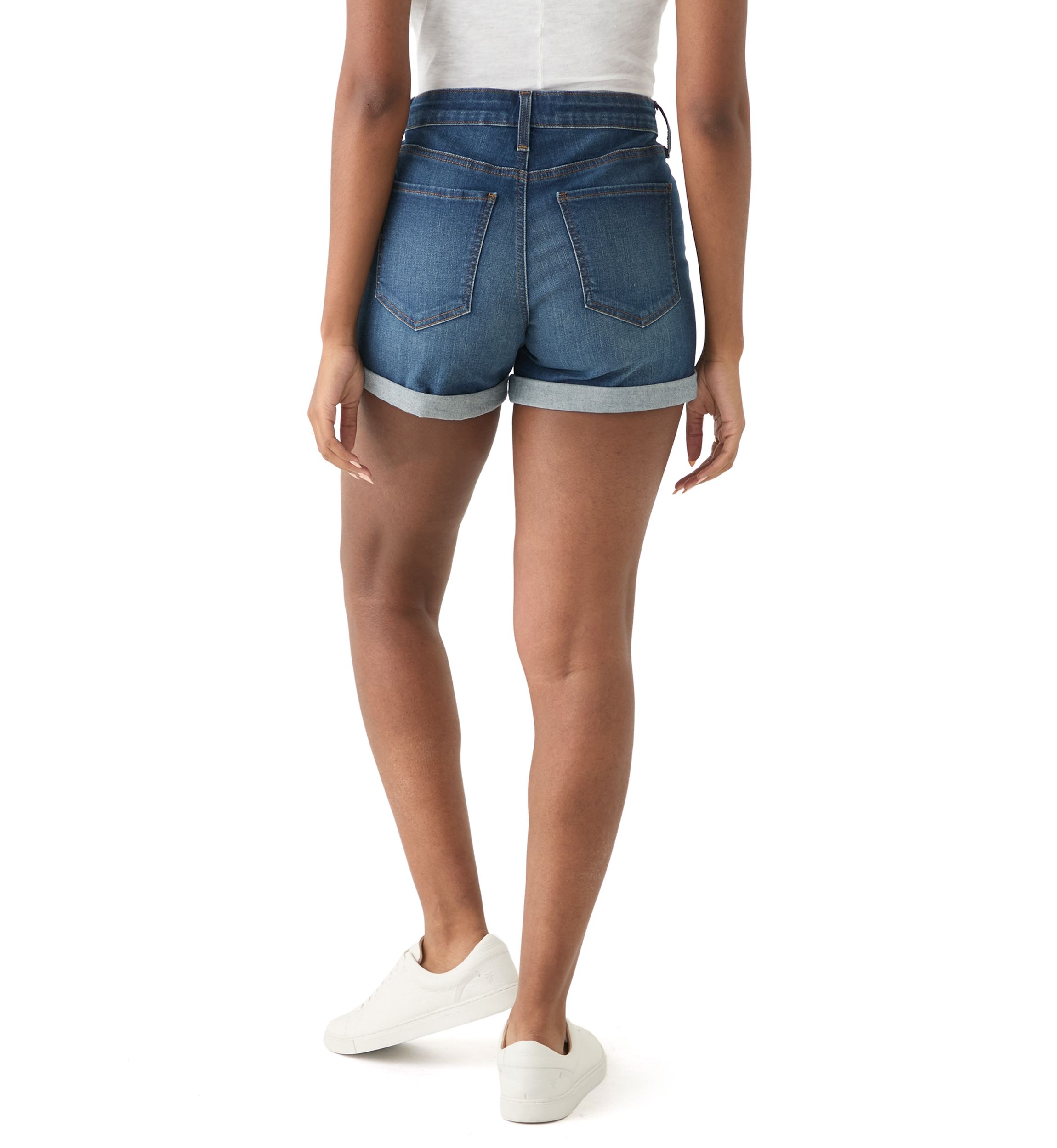 Womens Mid Rise 4" Denim Shorts