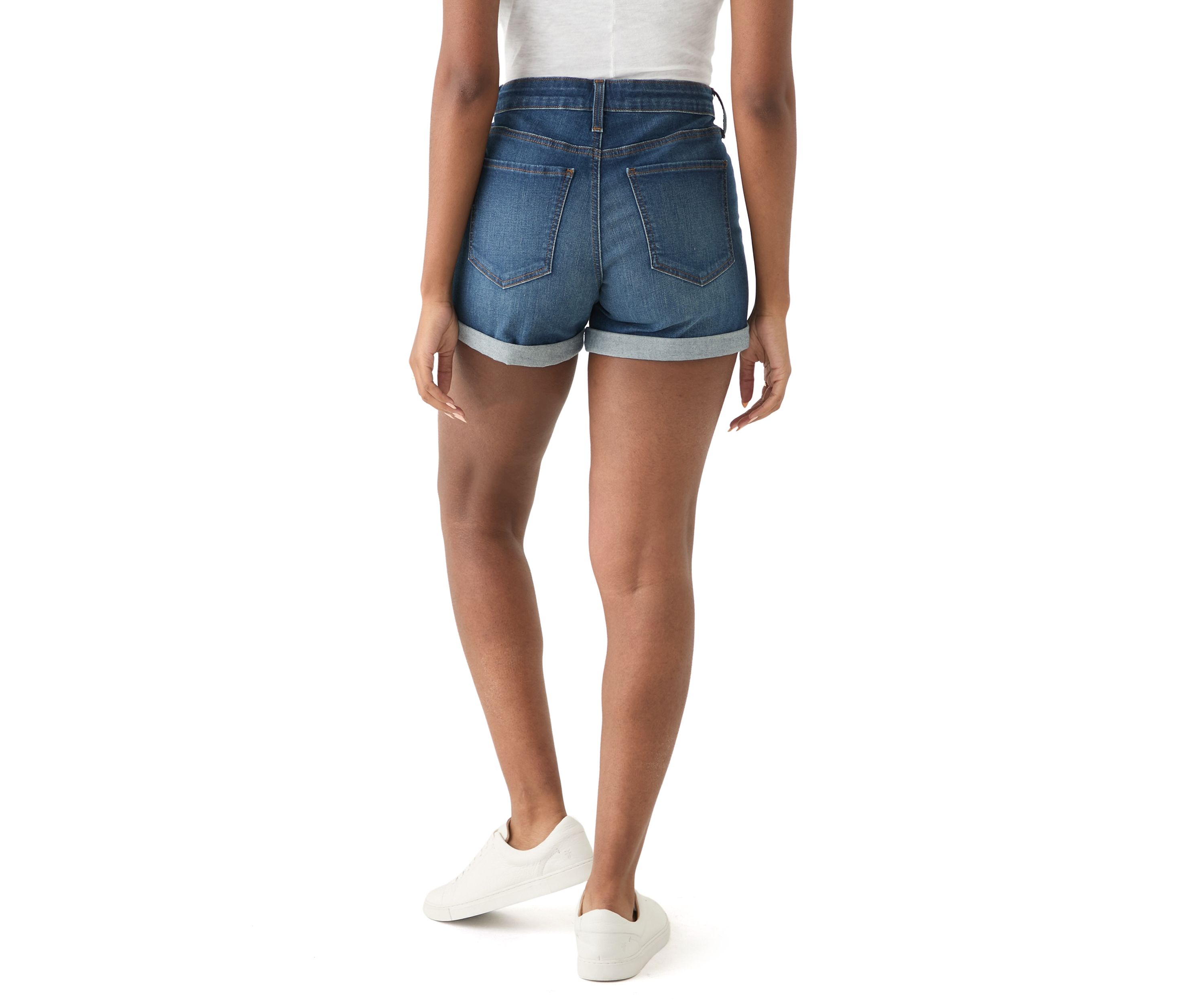 Womens Mid Rise 4" Denim Shorts