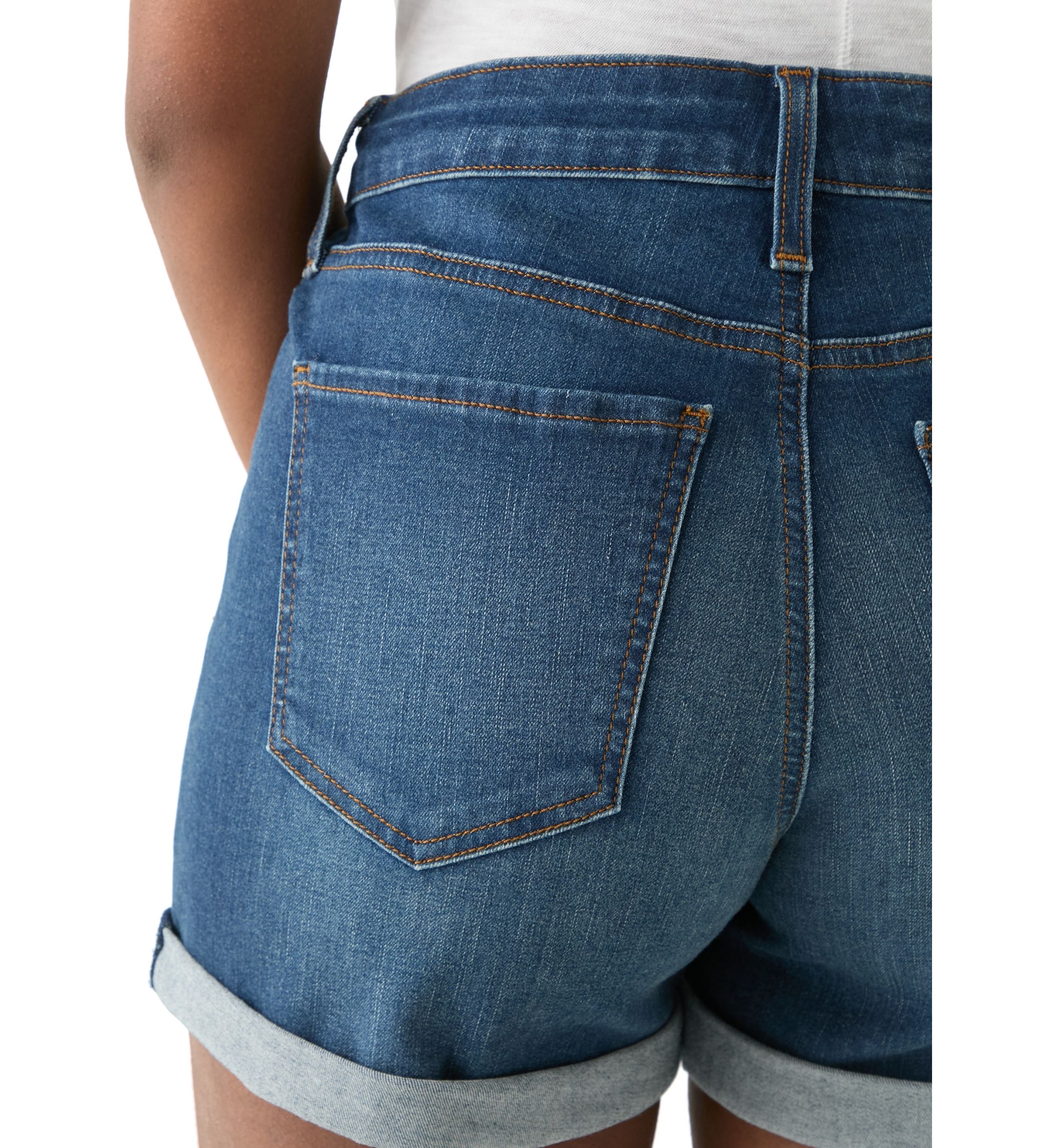 Womens Mid Rise 4" Denim Shorts