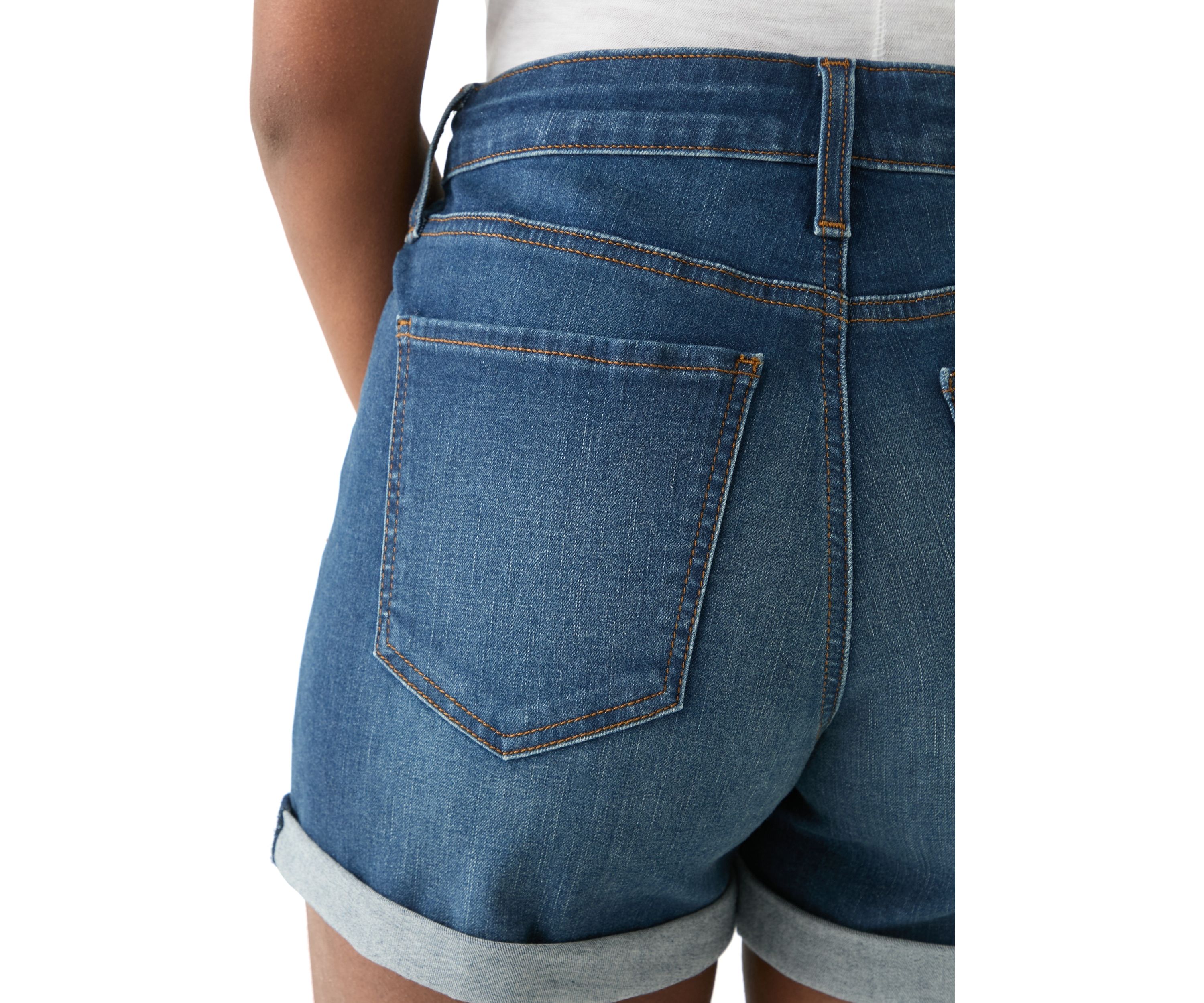 Womens Mid Rise 4" Denim Shorts