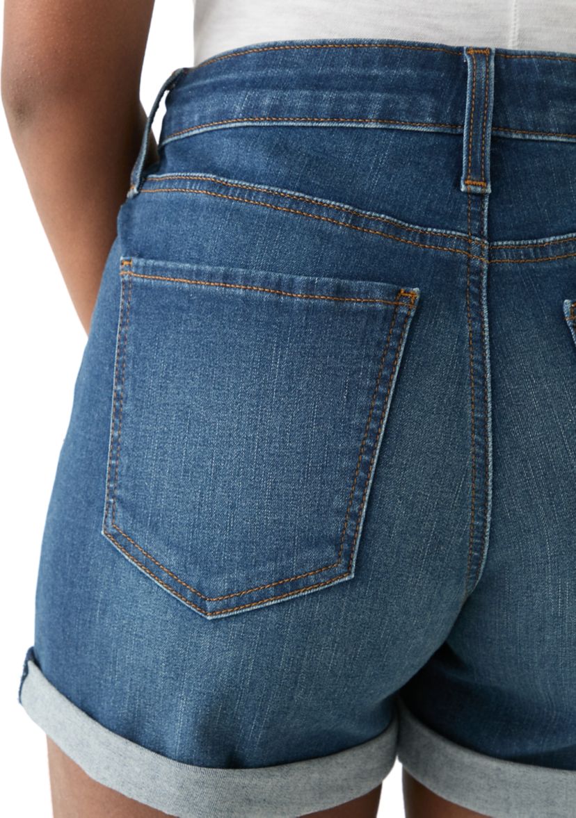 Womens Mid Rise 4" Denim Shorts