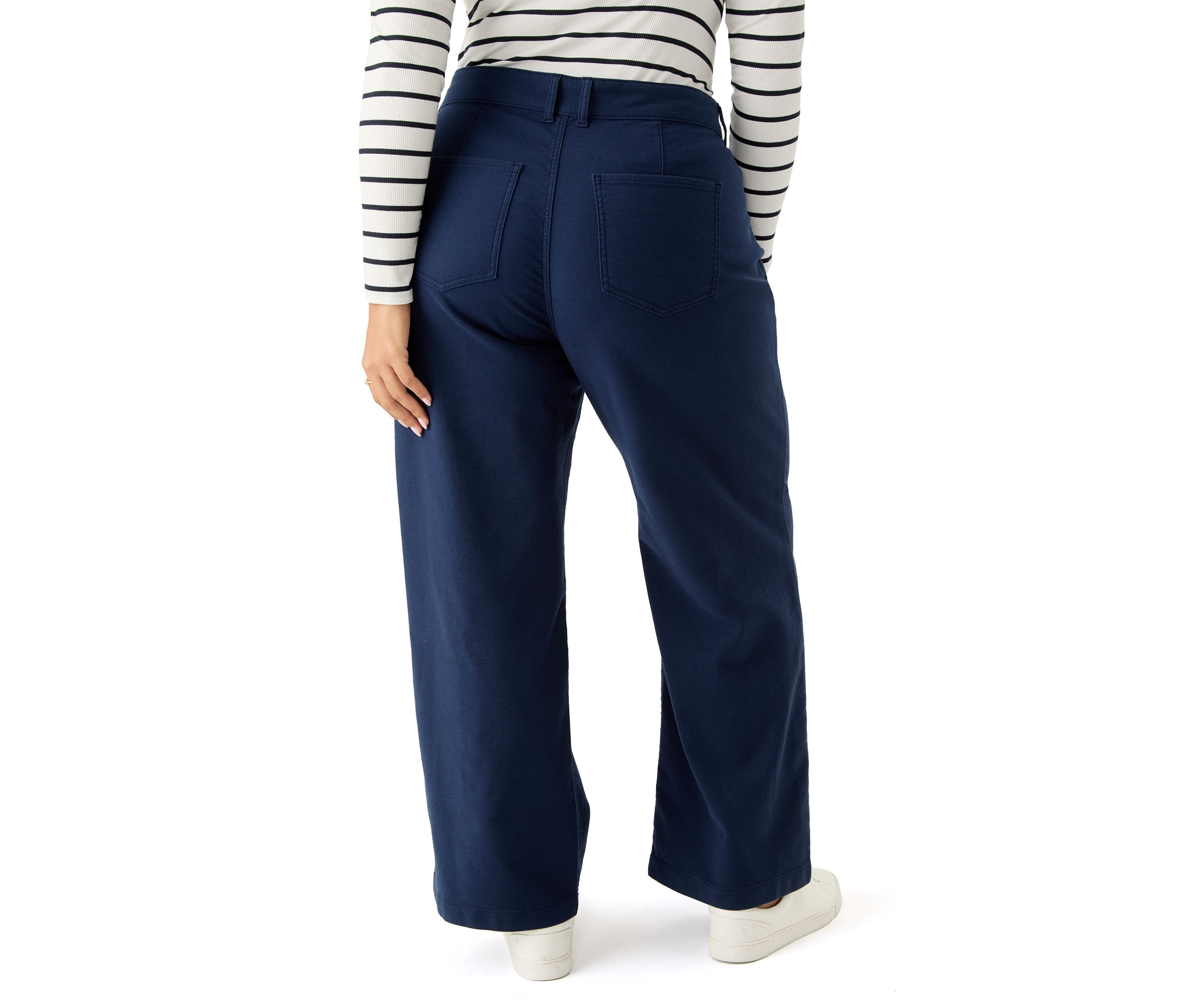Plus Size Mid Rise Double Button Wide Leg Pants