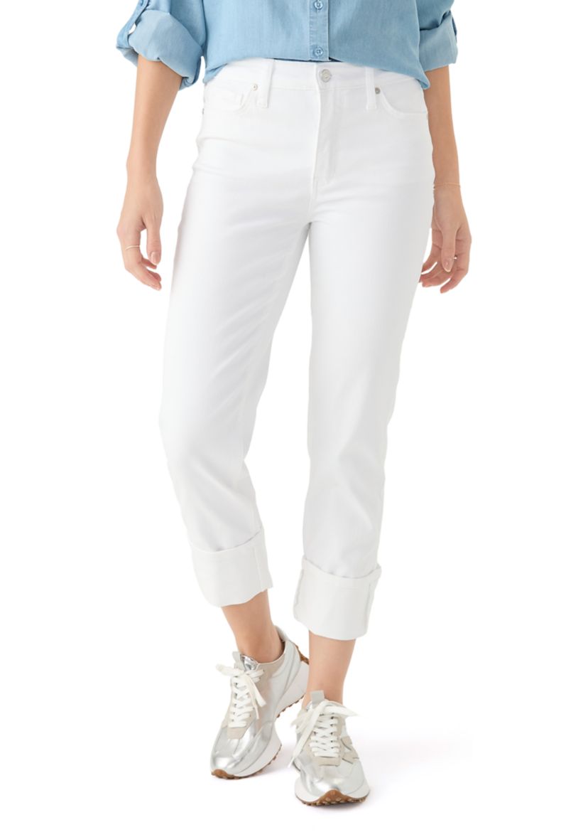 Womens High Rise Wide Cuff Straight Jeans